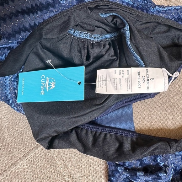 Cupshe Blue One Piece Bodysuit with Ruffled Straps - Picture 9 of 9